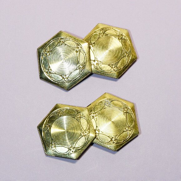 Hexagon Etched Cufflinks - Picture 1 of 5